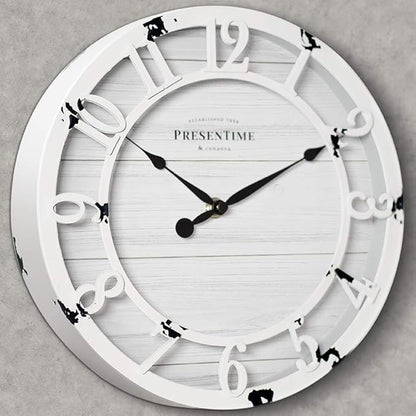Presentime & Co 10" Farmhouse Series Wall Clock, Shiplap Style, Raised 3D - Image 3