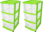HOMZ 2-Pack Drawer Tower, 3-Tier Clear Plastic Storage Organizer Cart, Bold by Homz