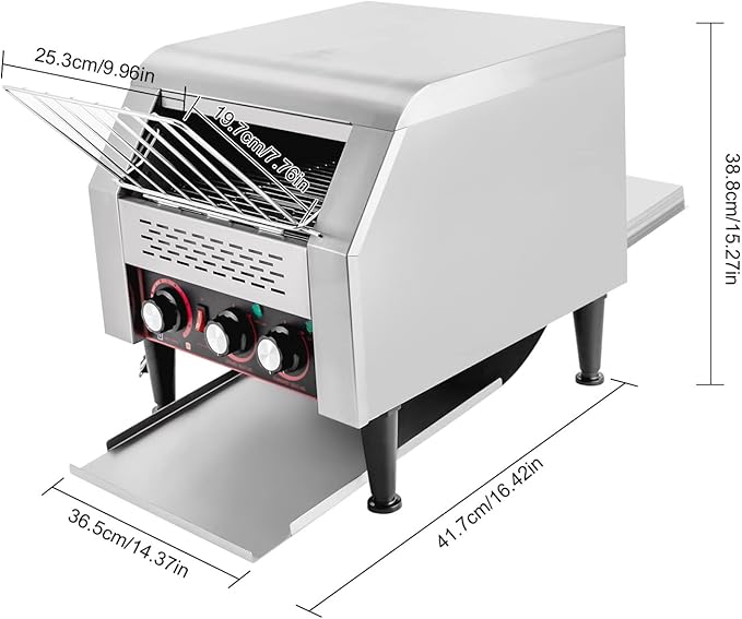Conveyor Toaster, 2200W 300Pcs/H Electric Commercial Toasting Bread Bagel Home - Image 8