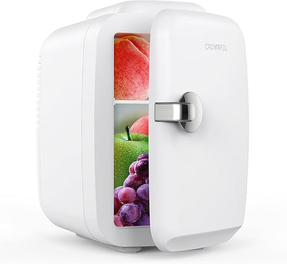 CROWNFUL Mini Fridge, 4 Liter/6 Can Portable Cooler and Warmer Personal by CROWNFUL