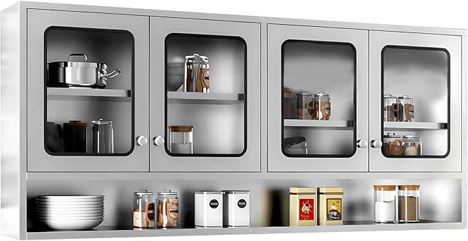 59" Kitchen Wall Cabinet Stainless Steel Wall Mounted Cabinet by ZZV