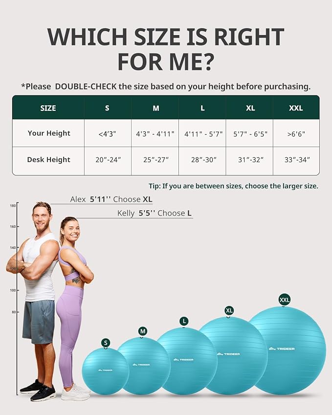 Trideer Exercise Ball for Yoga, Pilates & Fitness – Stability Ball Equipment - Image 7