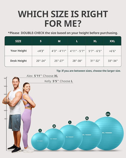 Trideer Exercise Ball for Yoga, Pilates & Fitness – Stability Ball Equipment - Image 7