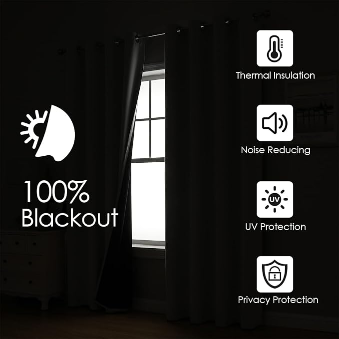 ChrisDowa 100% Blackout Curtains 72 inch Long - Image 2