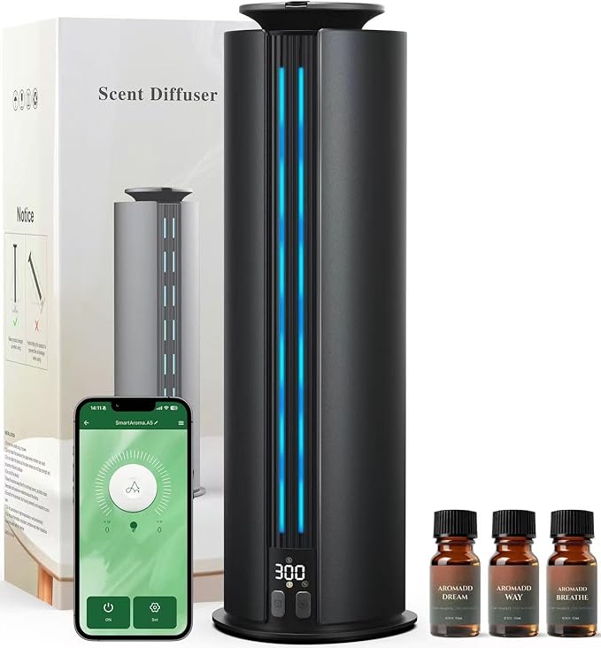 1800 Sq Ft Cordless Waterless Diffuser, 100ml Hotel Collection Diffuser Scent by Aromadd