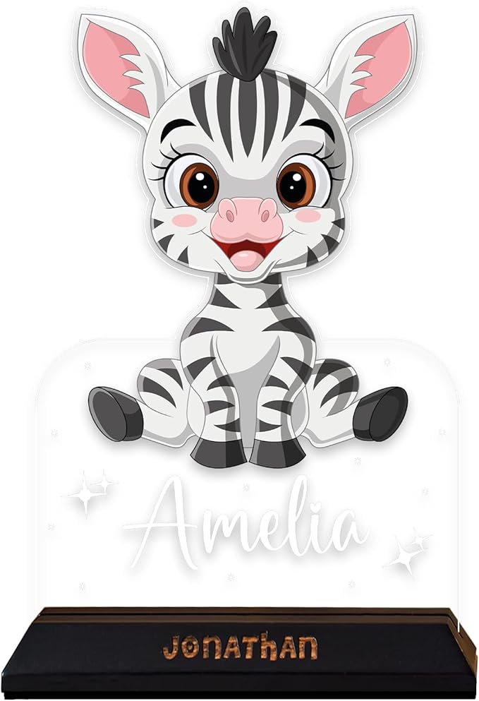 hun concept Personalized Kids Zebra Night Light – Custom Name LED Lamp by HunConcept