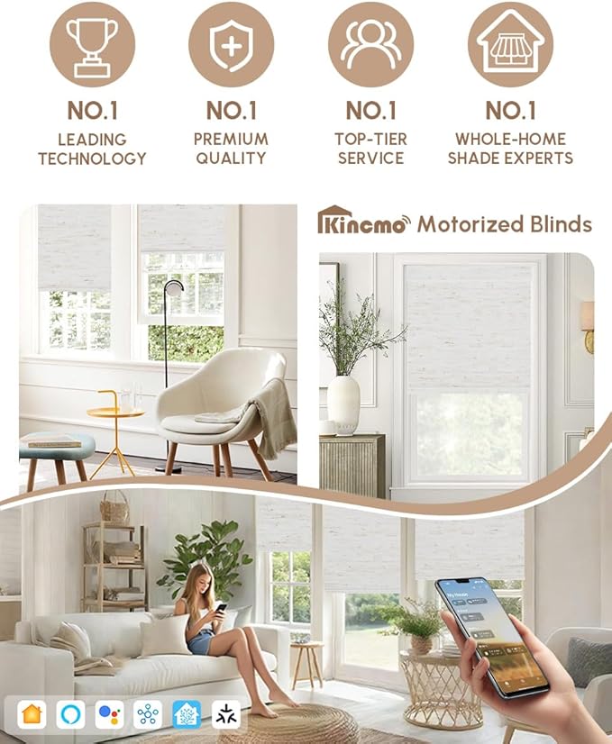Kincmo Motorized Blinds with Remote, 100% Blackout Motorized Roller Shades Work - Image 2