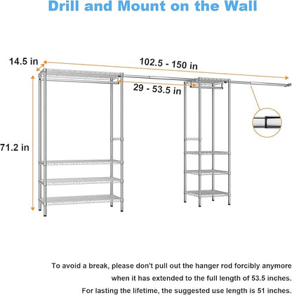 Ulif E11 Heavy-Duty Garment Rack, Metal Freestanding Clothes Rack and Closet - Image 7