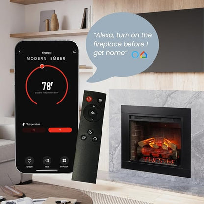 Modern Ember Uptown 23" Smart Electric Fireplace Insert + Trim Kit, Alexa/WiFi - Image 8