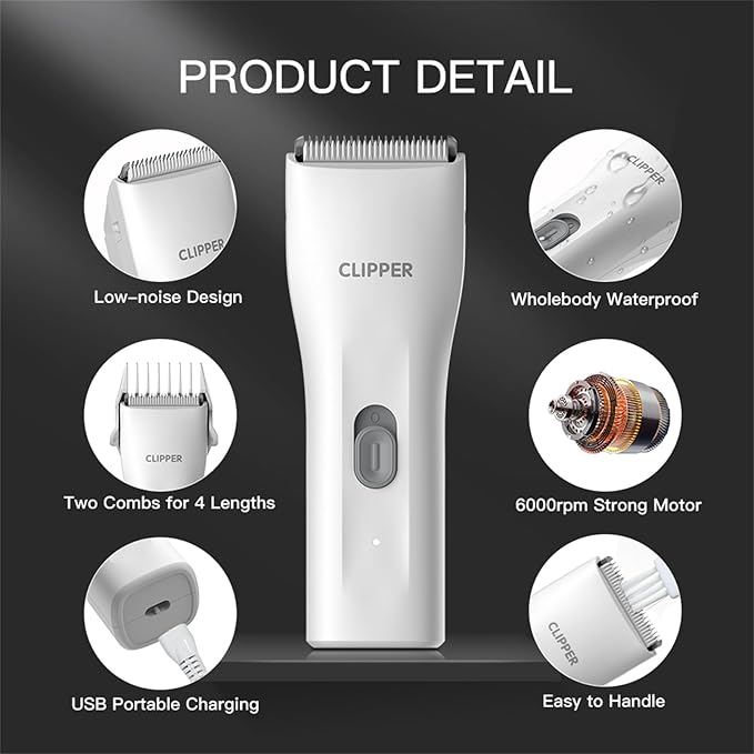 Prowerful Home Professional Dog Grooming Kit Clipper Low Noise USB Rechargeable - Image 2