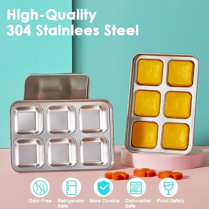 Ice Cube Tray with Lid, 2 Pack 12 Big Cubes, Stainless Steel Ice Cube Trays - Image 6