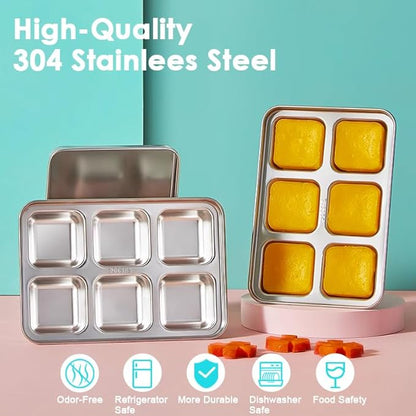 Ice Cube Tray with Lid, 2 Pack 12 Big Cubes, Stainless Steel Ice Cube Trays - Image 6