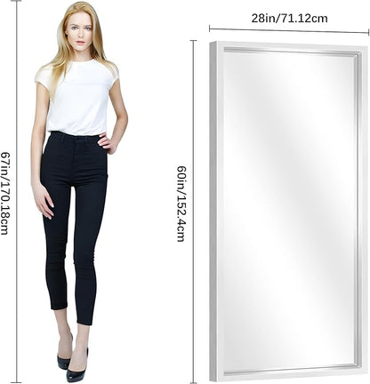 Silver Bathroom Mirror, 28x60 Inch Brushed Silver Rectangle Mirror - Image 8