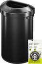 EKO Urban 16 Gallon Semi-Round Open Top Waste Bin, Stainless Steel Half Round by EKO