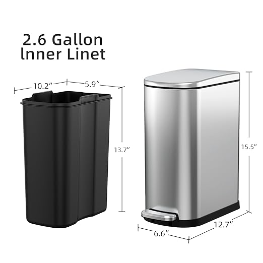 KUK Slim Bathroom Trash Can - Image 6