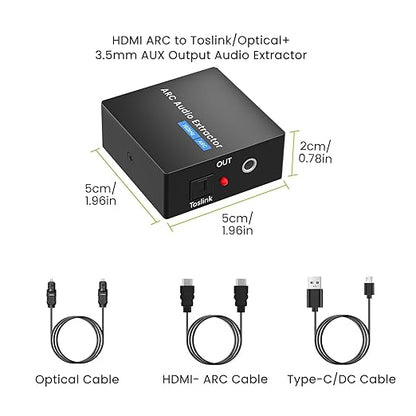 192KHz ARC Audio Extractor, HDMI ARC to Toslink/Optical+3.5mm AUX Output - Image 7