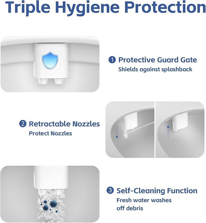 Bidet Attachment for Toilet, Self-Cleaning Dual Retractable Nozzles Bidet - Image 5