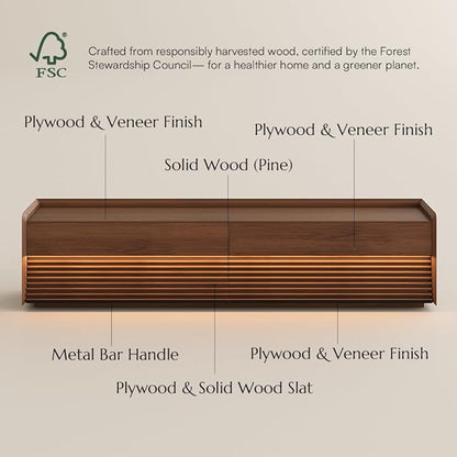 POVISON Fully-Assembled Mid Century Modern TV Stand, 78.74" Wood Media Console - Image 5