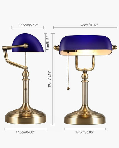 Newrays Blue Glass Bankers Desk Lamp - Image 4