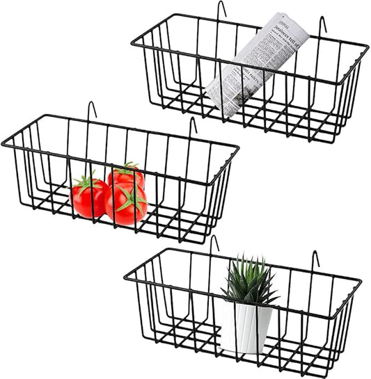 Gddochn 3 Pack Grid Panel Hanging Wire Basket, Storage and Display Basket by Gddochn