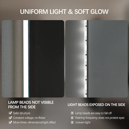 Arched LED Bathroom Mirror, 48"x24" Arch Framless Backlit Mirror with Lights Anti-Fog Dimmable Smart Frameless 3-Color Lighted Vanity Mirror Memory Waterproof, UL Listed, Vertical