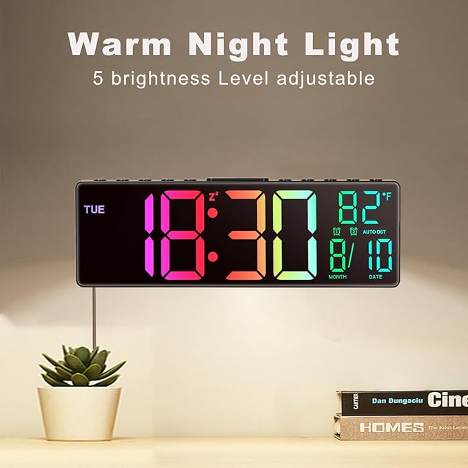 JALL 10.5'' Large Digital Wall Clock, Big LED Number Display, RGB Colors - Image 8