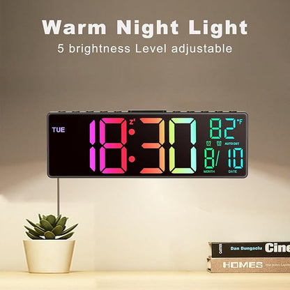 JALL 10.5'' Large Digital Wall Clock, Big LED Number Display, RGB Colors - Image 8