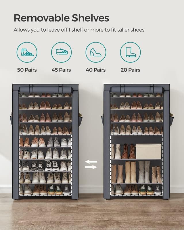 SONGMICS 10-Tier Shoe Rack, Shoe Storage Cabinet - Image 5