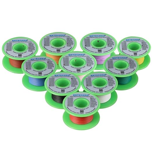 BNTECHGO 28 Gauge Silicone Wire Kit 10 Color Each 30 ft Flexible 28 AWG by BNTECHGO