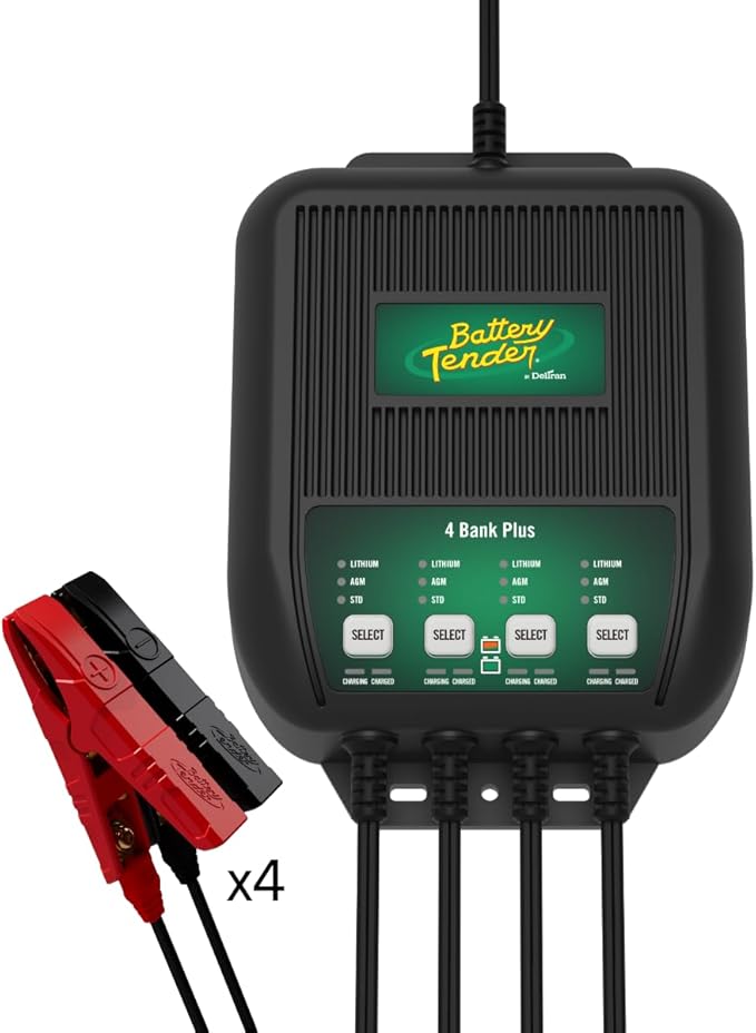 Battery Tender Plus 4 Bank Multibank Charger - 5 AMP - Smart 12V Multi Battery by BatteryTender