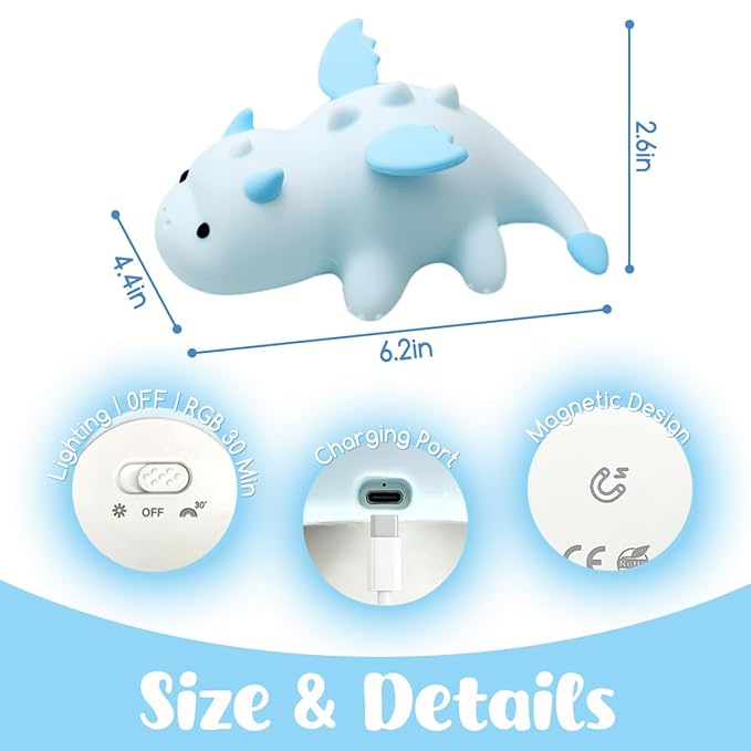 Dragon Night Light, Cute Baby Dragon Gifts, Soft Silicone Lamp - Image 7