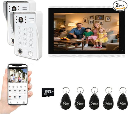 Wired Video Door Phone Kit Apartment Intercom System, 10 Inch Touch Screen by ANJIELOSMART