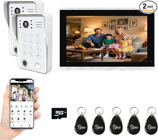 Wired Video Door Phone Kit Apartment Intercom System, 10 Inch Touch Screen by ANJIELOSMART