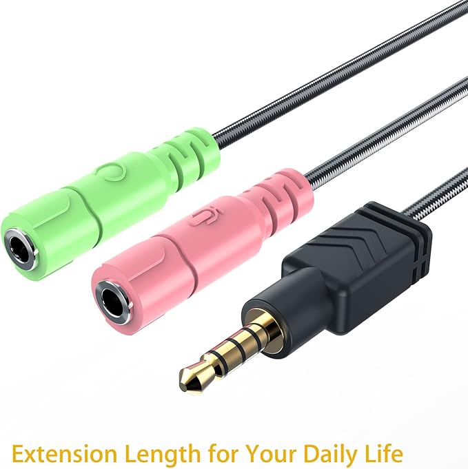 MillSO Headphone Mic Splitter 3.5mm Headset Adapter 2 TRS Female to TRRS Male - Image 8