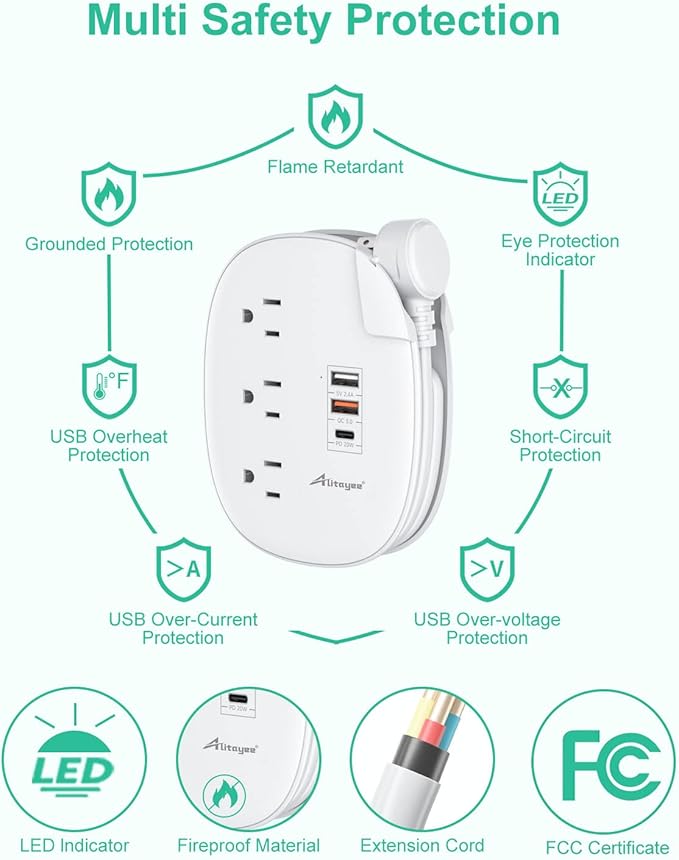 Alitayee 20W USB C Power Strip - Image 6