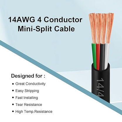 MOOKEERF 14/4 AWG Mini-Split Cable - 100FT 14 AWG 4 Conductor Control Cable - Image 4