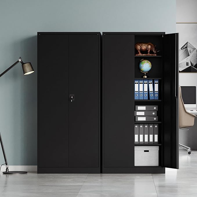 MIIIKO Metal Cabinet for Storage, Locking Door Tall Steel Storage Cabinet - Image 2
