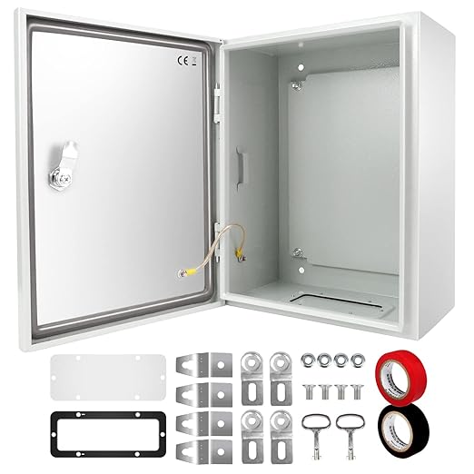 Outdoor Electrical Box, Steel Junction Box 16 x 12 x 8'', NEMA 4X Electrical by TOCRETOARE