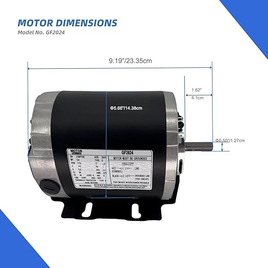 GF2024 Blower Motor 1/4HP 115V 60Hz 1725RPM 48Frame Replaces Packard 45014 Ao - Image 5