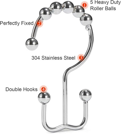 Shower Curtain Hooks, Goowin Shower Curtain Rings, Stainless Steel Shower - Image 4