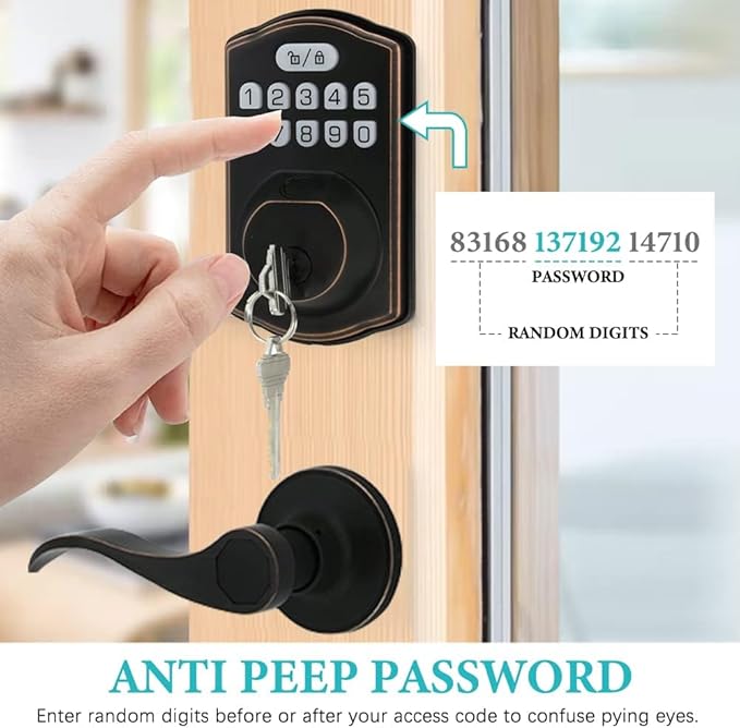 Fingerprint Door Lock with Passage Lever, Contemporary Electronic Keypad - Image 5
