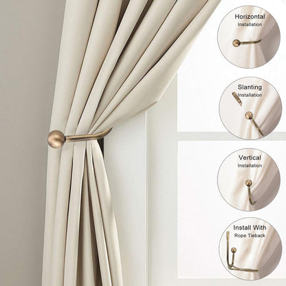 Curtain Tie Backs Hooks, 2 Pcs Metal Curtain Holdbacks, Retro U-Shaped Wall Mounted Curtain Tieback Decorative Drapery Holder with Screws for Bedroom Fixed Curtain or Hanging Items
