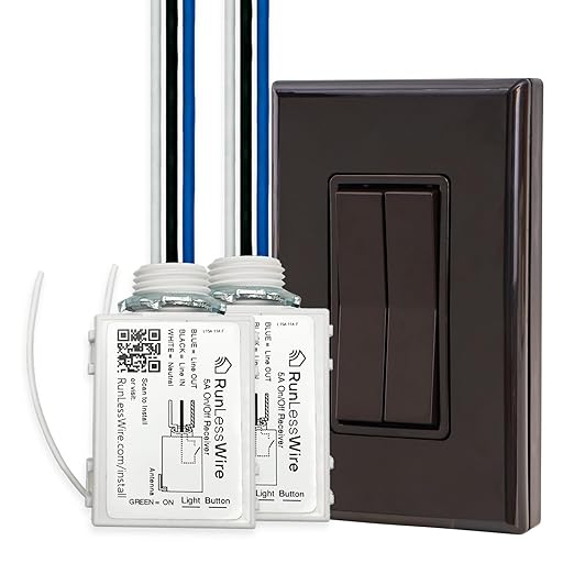 RunLessWire Fan & Light Battery-Free DIY Wireless Light Switch Kit 150ftRF by RunLessWire