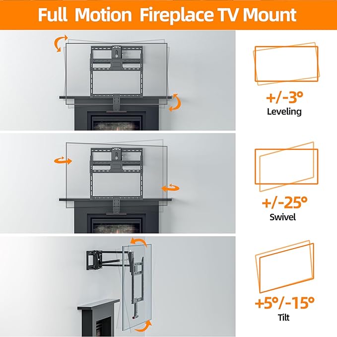 Pull Down TV Mount for Fireplace, Height Adjustable for Most 43-80 Inch TVs - Image 4