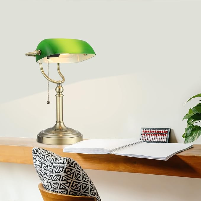 Newrays Green Glass Bankers Desk Lamp - Image 3
