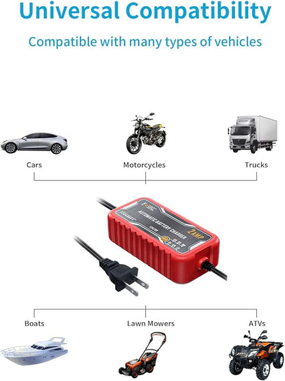 FOVAL 2-Amp Car Battery Charger, 6V and 12V Portable Automatic Smart Charger - Image 5