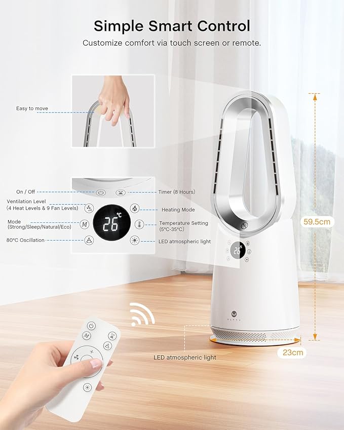ULTTY Space Heater, Portable Electric Heaters and Cooler Fan Combo - Image 8