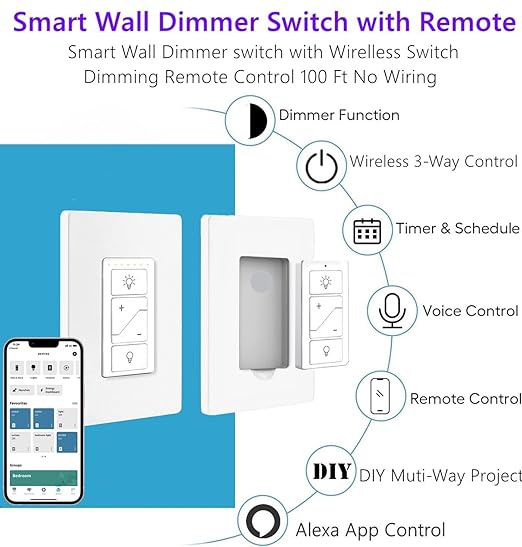 Nexete Smart Wall Dimmer Switch, Single Pole Dimmer - Image 3
