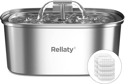 Cat Water Fountain Stainless Steel: 108oz/3.2L Pet Drinking Foundatin by Rellaty