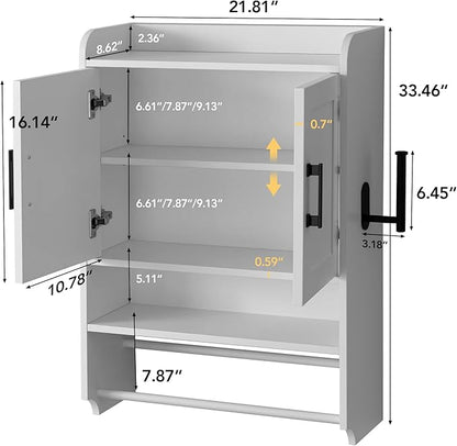 Bathroom Wall Cabinet with Door, Over The Toilet Wood Hanging Medicine Cabinets - Image 2